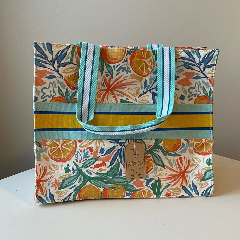 NWT TWIG & ARROW Citrus Themed Canvas Bag